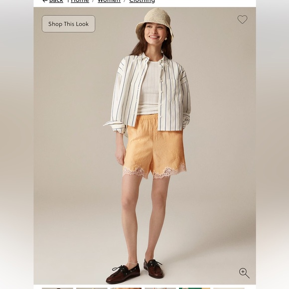 J Crew 5” Stratus Lace-Trim Short In Textured Satin - Banana Cream - Picture 3 of 9